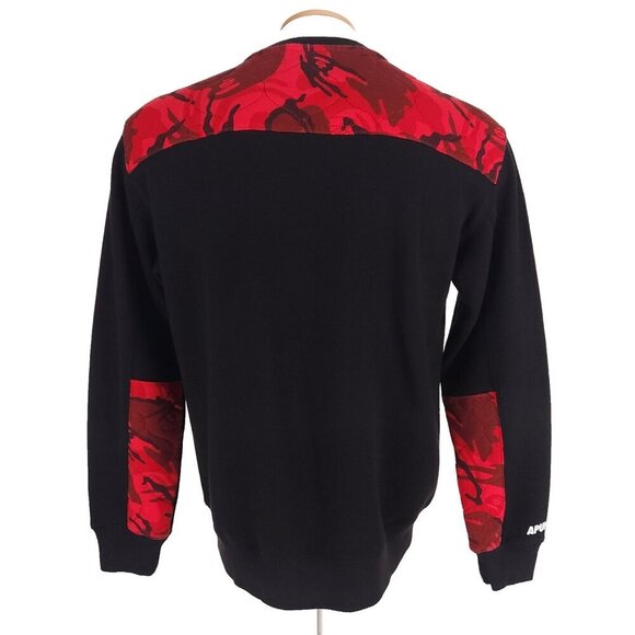AAPE by A Bathing Ape Embroidered Logo Sweatshirt Size L Mens Red Camo - Picture 6 of 9